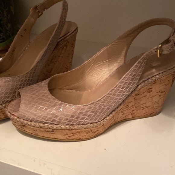 Stuart Weitzman Snakeskin PeepToe wedges. Like brand new . Worn very few times - Picture 4 of 6